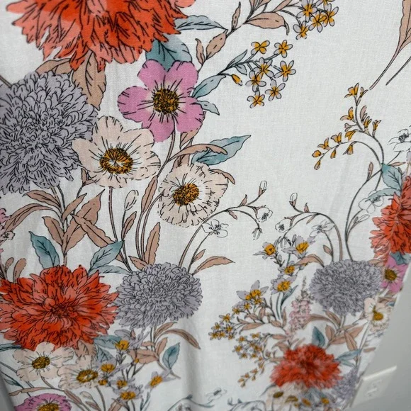 Ann Taylor Floral Linen Blend Smocked Midi Dress White Orange Pink 6 NEW $179 - Picture 9 of 16